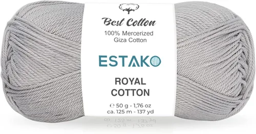 Miniatura 66 de Estako Algodón Royal, 100% hilo de algodón giza mercerizado, suave, súper fino 1 para ganchillo y tejer, 1.76 onzas (50g) / 137 yardas (125m)