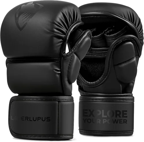 LIBERLUPUS MMA Gloves for Men – Punching Bag Gloves for Men, Open Palm Training Gloves for MMA Sparring, Kickboxing, Muay Thai, Youth Self-Defense,