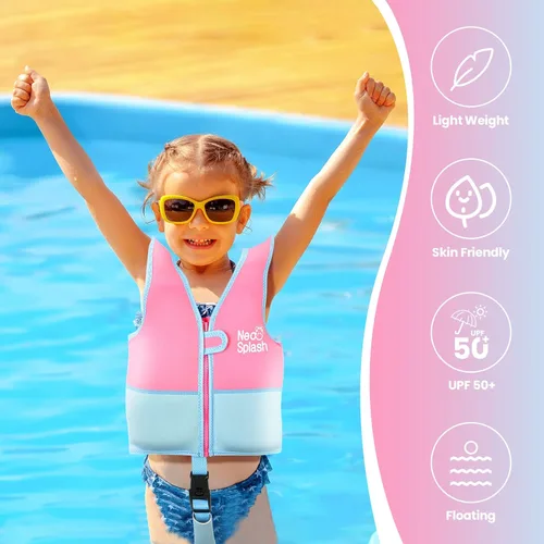 Miniatura 2 de Chaleco de natación para niños de neopreno con correa de seguridad ajustable para edades de 1-3 y 3-6 años KS-PB