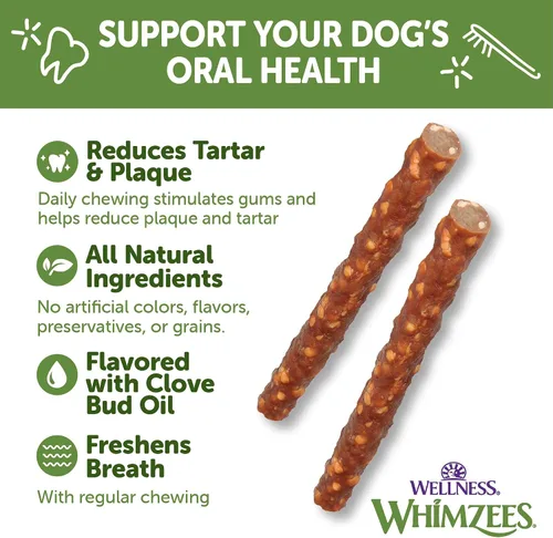 Miniatura 3 de WHIMZEES Wellness Veggie Sausage - Golosinas dentales para perros, masticables naturales, barra de gran tamaño (7 unidades)