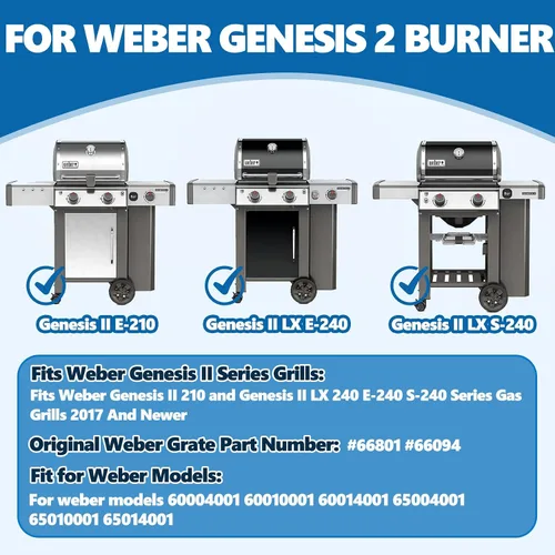 Miniatura 2 de SafBbcue 66801 Rejillas de cocina de acero inoxidable para Weber Genesis II E-210 LX S/E-240 Series Gas Grills 2017 y posteriores, para Weber
