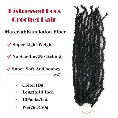 Miniatura 4 de Pelo sintético de ganchillo de 14 pulgadas, 10 paquetes de trenzas onduladas rizadas suaves desgastadas, extensiones de cabello sintético trenzado
