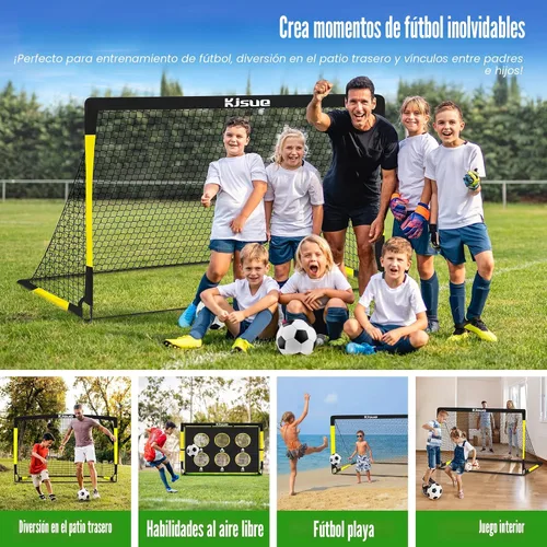 Miniatura 7 de Juego de portería de fútbol infantil para patio trasero – 2 porterías de fútbol de 6 x 4 pies, equipo de entrenamiento, red de fútbol para niños
