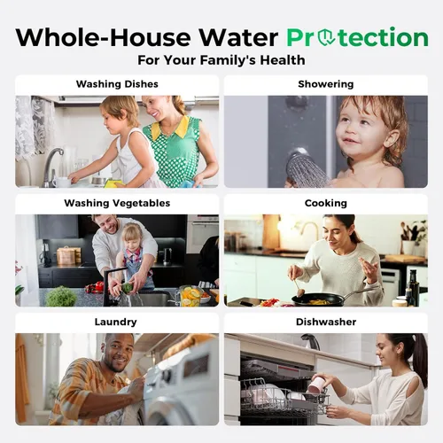 Miniatura 6 de iSpring WGB22B+AHPF12MNPT16X2 Sistema de filtro de agua de 2 etapas para toda la casa, reduce el cloro, sistema de filtración de agua de sedimentos