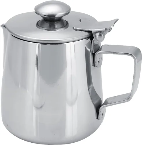 Miniatura 5 de Gavigain Taza de café de acero inoxidable jarra de espuma de leche con tapa para arte de café con leche (33.8 fl oz)