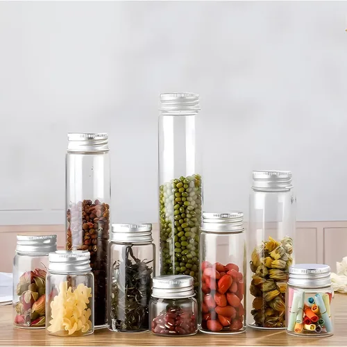Miniatura 5 de Viales de vidrio de 80 ml, 14 piezas, con tapa de rosca de aluminio, 14 botellas de vidrio transparente de BKMAMLAB