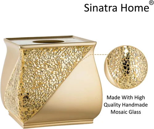 Miniatura 4 de Zahari Home Sinatra - Caja de pañuelos cuadrada para baño, dormitorio, sala de estar, champán