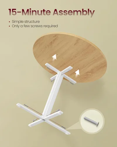 Miniatura 5 de VASAGLE Mesa de Comedor, Mesa de Cocina Redonda Pequeña para 4 Personas, 31.5 x 29.4 Pulgadas, para Comedor, Sala de Estar, Casa de Campo, Oka Beige
