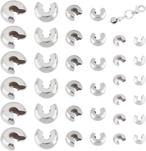 Miniatura 10 de UNICRAFTALE Alrededor de 200 piezas de cuentas de crimpado de 0.228 in, cuentas de engarce abiertas de acero inoxidable para hacer pulseras y joyas