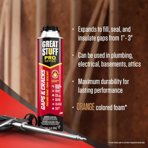 Miniatura 2 de Great Stuff Pro Lagunas y Grietas Kit de Espuma en Aerosol – Sellador Naranja Certificado contra el Fuego Rellena Brechas de hasta 3 Pulgadas