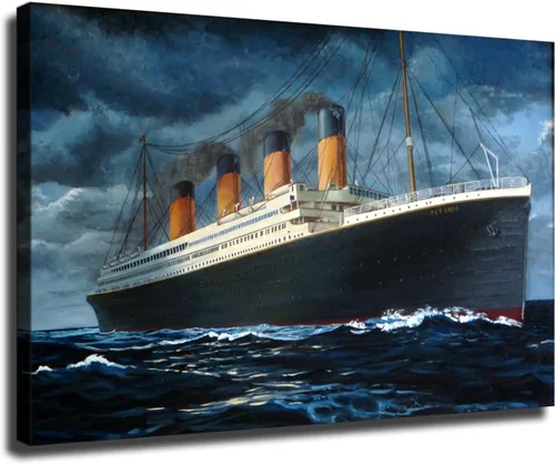 Pósteres del Titanic Liner transatlántico británico y arte de pared, impresiones en lienzo enmarcadas y sin marco (enmarcado, 16 x 24 pulgadas)