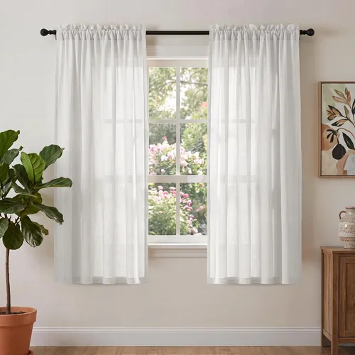 Miniatura 17 de PrinceDeco - Cortinas de lino de 63 pulgadas de largo para sala de estar, gruesas, de arpillera, con bolsillo para barra, cortinas para ventanas