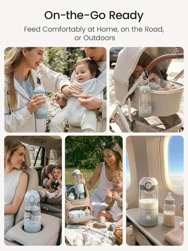 Miniatura 5 de Grownsy Calentador de botellas portátil desmontable para viajes, todo en uno, sin BPA, inastillable, sin vidrio, calentador de leche con pezón