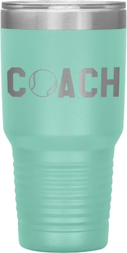 Miniatura 13 de Vaso de entrenador de tenis – Regalo de entrenador de tenis de 30 onzas con aislamiento de acero inoxidable grabado, color negro