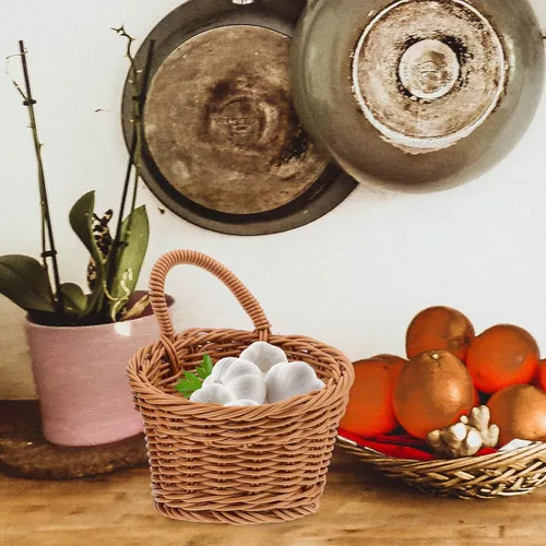 Miniatura 9 de Ciieeo Cesta colgante de cocina para almacenamiento de cebolla y ajo, cesta colgante de mimbre para colgar en la pared, organizador de ahorro
