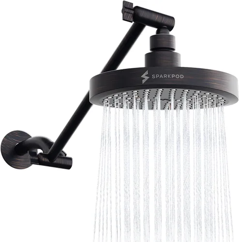 Miniatura 14 de SparkPod Cabezal de Ducha de Lluvia Redondo con Brazo de Extensión - Cabezal de Ducha de Altura Ajustable con Rendimiento de Alta Presión