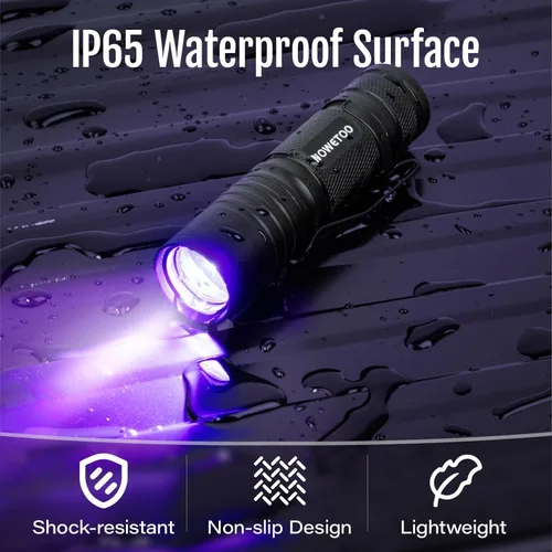 Miniatura 6 de Linterna UV de luz negra recargable, 395nm Mini lámpara de luz negra con zoom Woods, linternas ultravioleta USB portátiles pero potentes