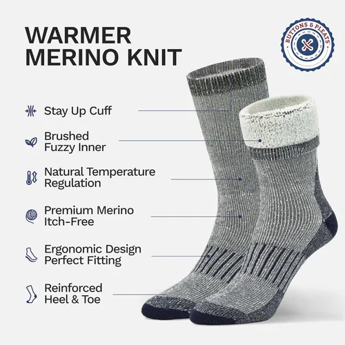 Miniatura 3 de Buttons & Pleats Calcetines de senderismo de lana merino prémium para exteriores