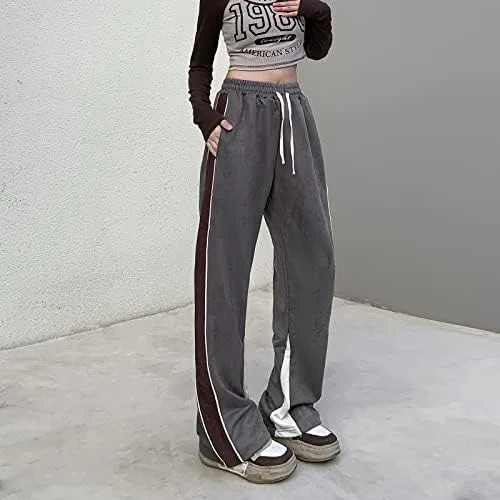 Miniatura 7 de Veryin Pantalones deportivos abiertos de gamuza sintética para mujer, pantalones de baile acampanados para hombre, pantalones casuales de pierna