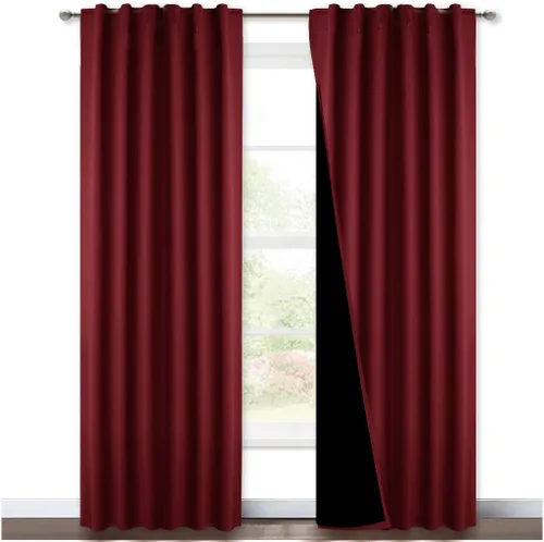 Miniatura 46 de NICETOWN Paneles de cortinas totalmente opacas para dormitorio que reducen el frío, cubiertas de ventana súper gruesas aisladas, cortinas Biscotti