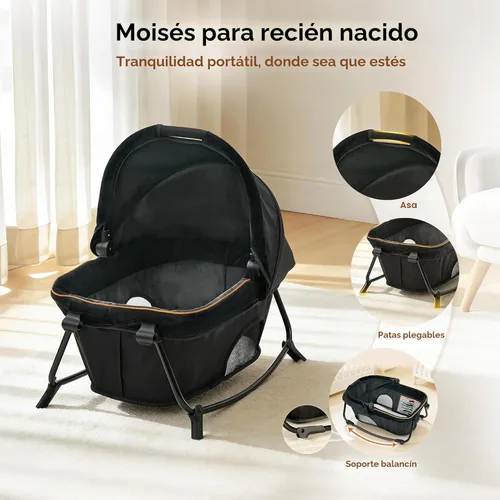 Miniatura 4 de Pamo Babe Paquete de bebé 6 en 1 y juego con moisés – Cuna de viaje de configuración de un solo paso, pequeño corralito portátil para bebés, cuna
