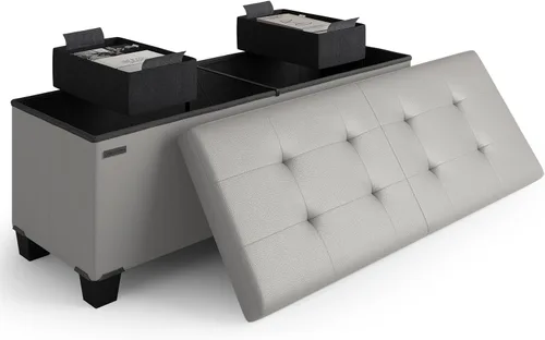 Miniatura 76 de Cubo otomano de almacenamiento con cubo pequeño, otomana cuadrada de 15 pulgadas con almacenamiento para sala de estar y dormitorio, reposapiés
