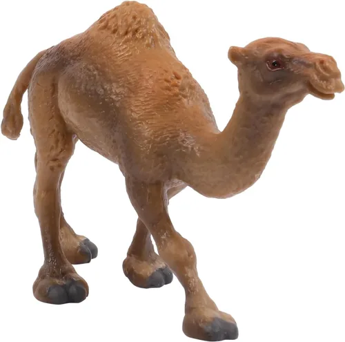 Kisangel - Figura realista de camello de 4.33 pulgadas, juguete de animales del desierto de vida silvestre caqui, figura de juego educativo para