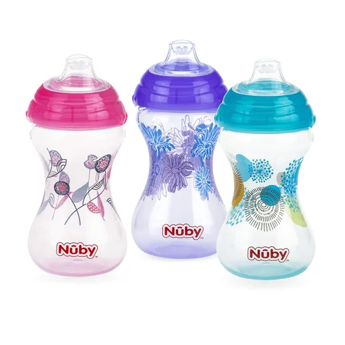 Miniatura 9 de Nuby Paquete de 3 caño suave "Pinpoint" sin derrames Clik-It, niño, 10 onzas