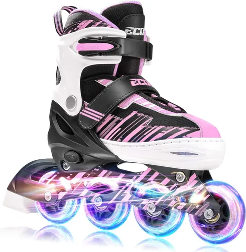Patines en línea ajustables para niños y niñas de 5-8 y 8-12 años con ruedas iluminadas, patines para niños de 4-12 años, patines para adolescentes