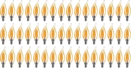Miniatura 12 de FLSNT Bombillas LED para candelabro CA11 E12, bombillas LED regulables, equivalente a 40 W, luz blanca cálida de 2200 K, 330 lm, acabado de vidrio