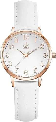 SHENGKE Women Watches Leather Band Luxury Quartz Watches Girls Ladies Wristwatch Relogio Feminino