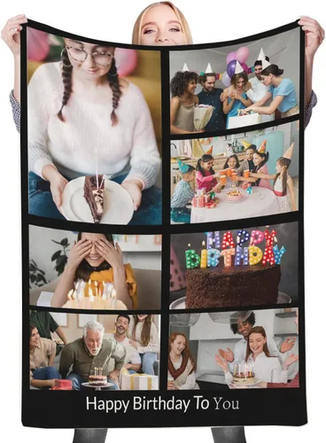 Miniatura 8 de Regalos de cumpleaños personalizados, manta personalizada con mis propias fotos para mujeres, hombres, mamá, papá