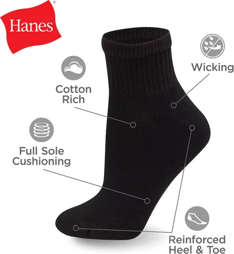 Miniatura 4 de Hanes Ultimate Women's 6-Pack Comfort Toe Seamed Ankle Socks