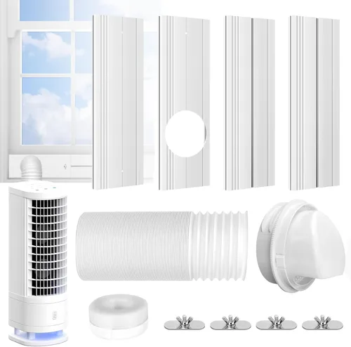Kit de ventana de aire acondicionado portátil mejorado con manguera de escape de 5.9 pulgadas, kit de ventilación de ventana de aire acondicionado