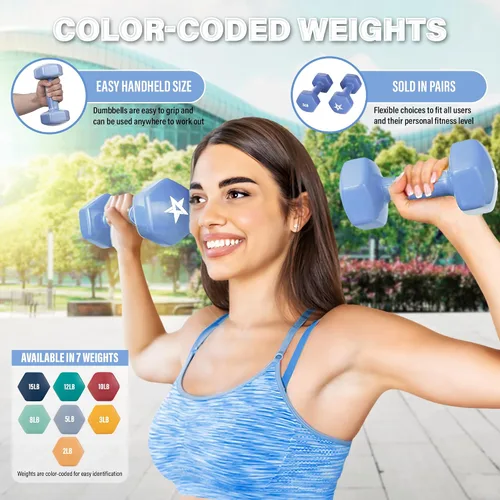 Miniatura 5 de Yes4All Mancuernas Hexagonales de Vinilo - Juego de 2 Mancuernas para Gimnasio en Casa y Entrenamiento de Fuerza (Opciones de Peso de 2-15 libras)