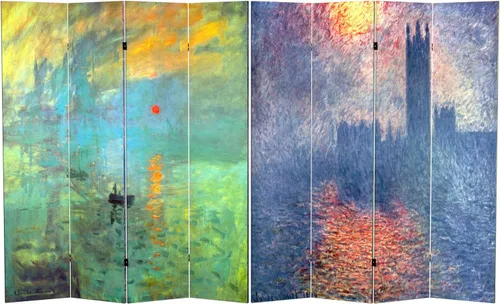 Miniatura 11 de Red Lantern Pantalla plegable de lona de Van Gogh de doble cara, flores de almendra/campo de trigo, 3 pies de corto - 3 paneles