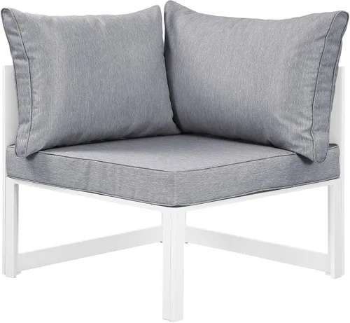 Miniatura 13 de Modway Fortuna otomana de aluminio para patio al aire libre, color blanco y gris Blanco Gris