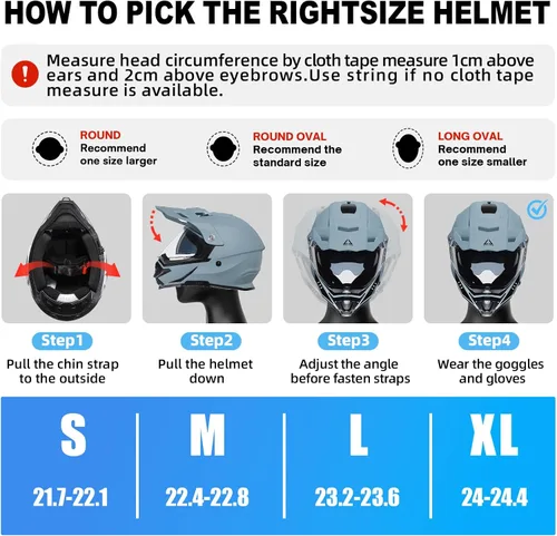 Miniatura 8 de TRIANGLE - Casco de motocicleta para deportes duales, casco para bicicleta todoterreno, ATV, casco de cara completa para adultos, hombres, con Gris