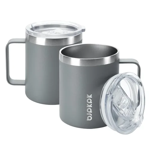 Miniatura 19 de BJPKPK 2 tazas de café aisladas, vaso aislado de 14 onzas con tapa, tazas de café de acero inoxidable con tapa a prueba de salpicaduras, color negro