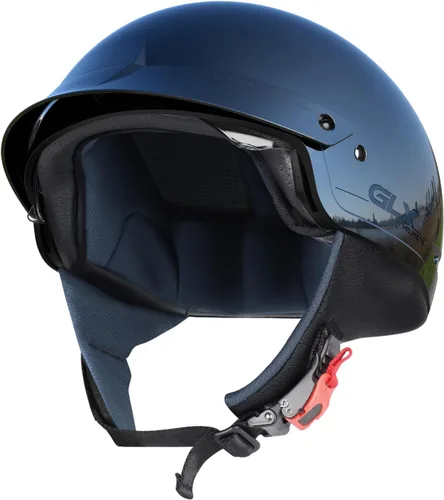 Miniatura 3 de GLX M14 - Casco de motocicleta de cara abierta, negro, pequeño, aprobado por DOT