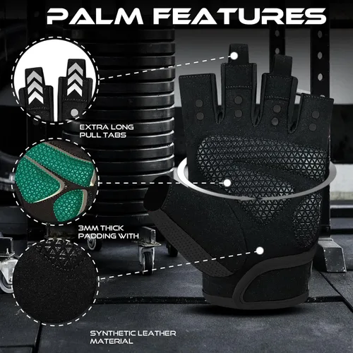 Miniatura 3 de BEAST RAGE Guantes de entrenamiento para hombres y mujeres, guantes de gimnasio sin dedos con protección de la palma, transpirables y ligeros
