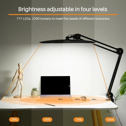 Miniatura 2 de Lámpara LED de escritorio con abrazadera, lámpara de tareas de atenuación para lectura, escritorio, oficina, banco de trabajo, mesa, arquitecto