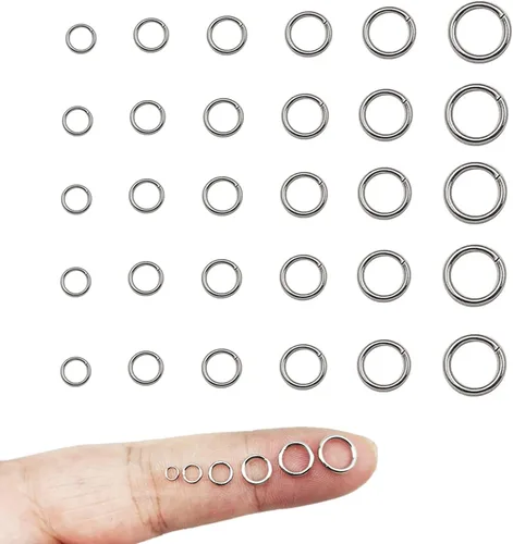 Miniatura 5 de 1000 anillos de acero inoxidable de 0.118 pulgadas (0.118 in) para hacer joyas, collares, pulseras, aretes, llavero, manualidades