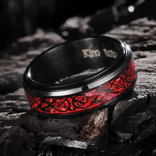 Miniatura 47 de King Will Anillo giratorio de acero inoxidable 316L para hombres y mujeres, 0.315 in de dragón/nudo celta, anillo para ansiedad para aliviar