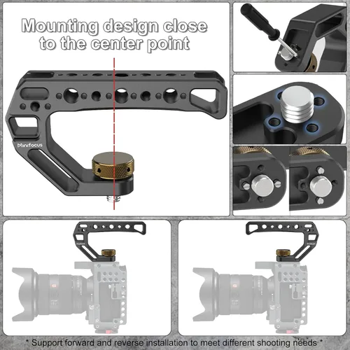 Miniatura 5 de Mango superior para cámara con pasadores de localización de 3/8"-16 para ARRI Grip para jaula de cámara, mango superior universal con 5 adaptadores
