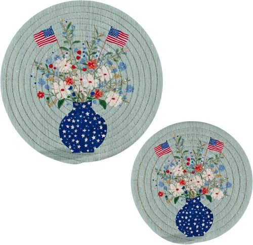 Miniatura 37 de Salvamanteles de flores de amapola otoñal para platos calientes, ollas y sartenes, salvamanteles tejidos de algodón, redondo, grande, decoración