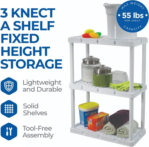 Miniatura 4 de Gracious Living Knect-A-Shelf - Paquete de 3 estantes de almacenamiento ligeros, organizador ventilado de 3 estantes para el hogar, garaje, sótano
