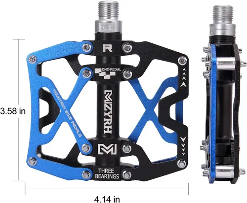 Miniatura 6 de Mzyrh - Pedales de bicicleta de montaña, ultra fuertes, coloridos, mecanizados CNC, de 9/16 pulgadas, ciclismo sellado con 3 rodamientos