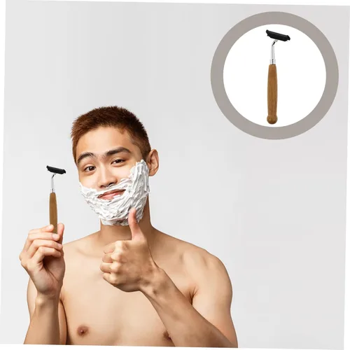 Miniatura 4 de balacoo 4 unids hombres tradicional mango de bambú afeitar afeitar acero inoxidable herramienta de peluquería para afeitar suave