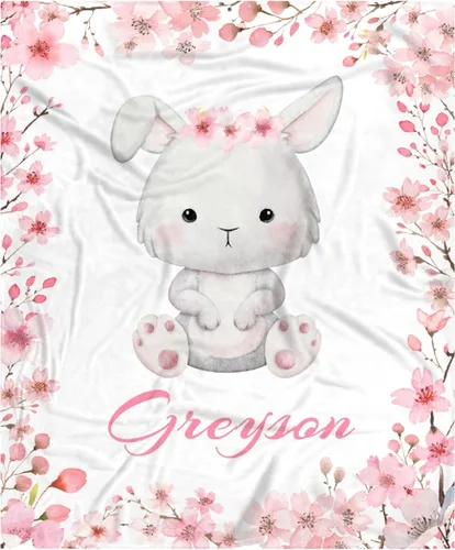Miniatura 60 de Manta de bebé personalizada para niñas y niños pequeños, recién nacidos, regalos personalizados de vaca floral con nombre y texto, 40 x 30 pulgadas